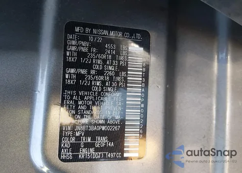 2023 Nissan Rogue Sv Fwd z USA, uszkodzony, nr VIN JN8BT3BA0PW002267